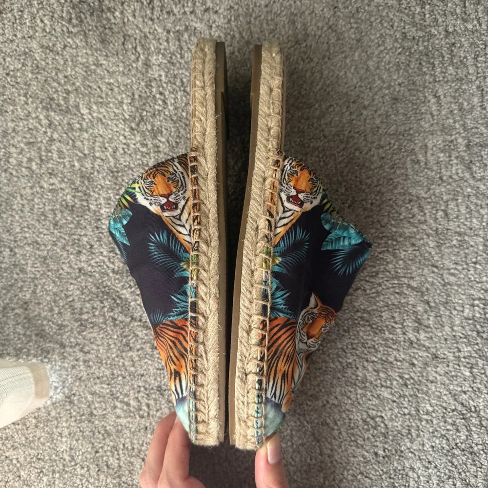 Johnny Was $198 Tigres Mule Espadrille Tiger Tropical Resort Jungle Maximal Sz 8